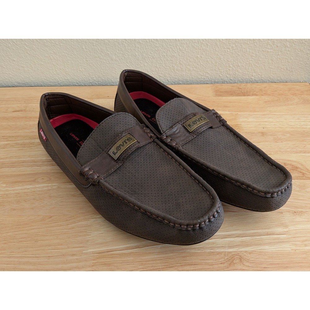 Levis Mens Comfort Brown Perforated Driving Loafers Shoes Size 12